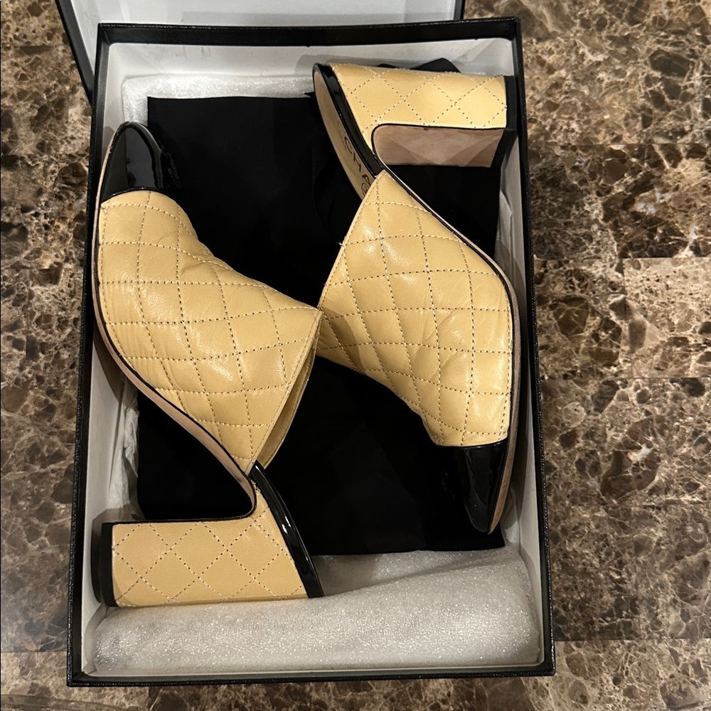 CHANEL Quilted Mules - Black and Cream - Picture 7 of 7